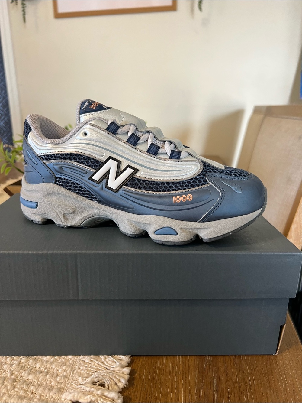 New Balance Kids 1000 Sneaker in Navy and Gray